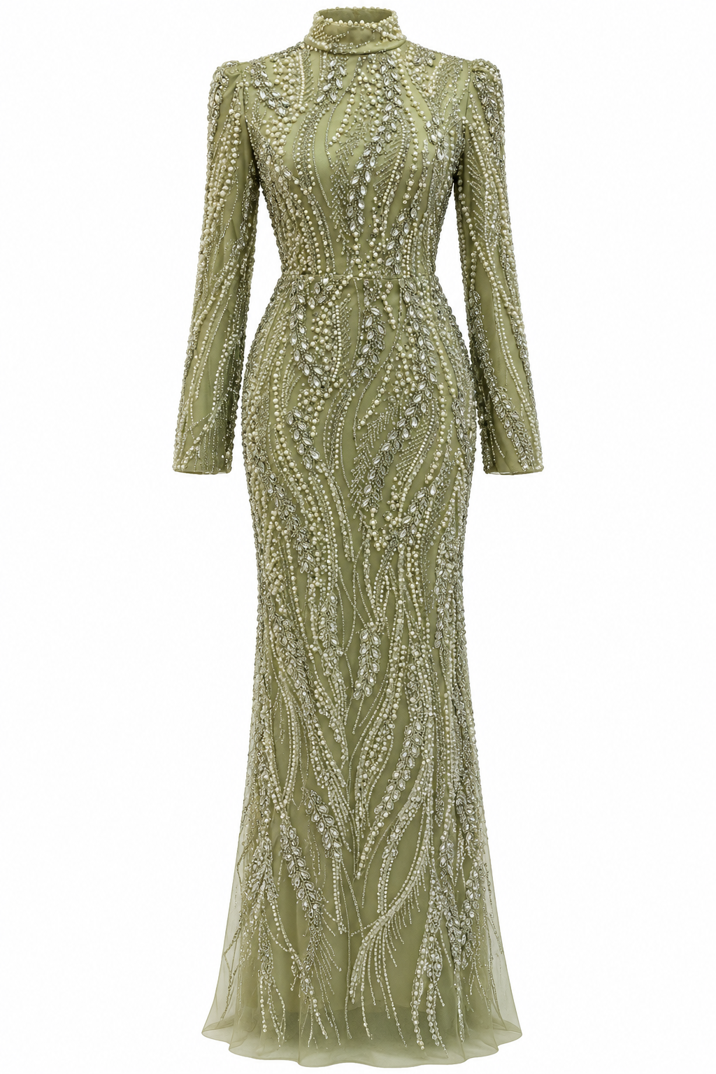 Isolde Modest Evening Dress - Green