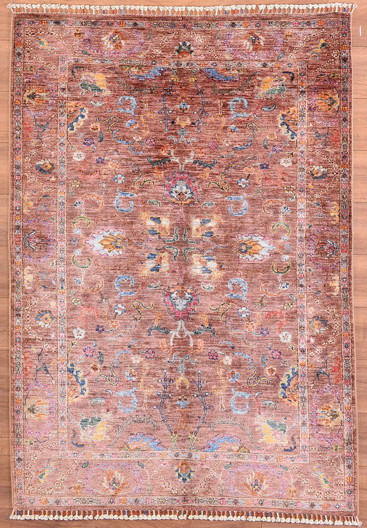 SULTANİ BİNBİRGECE ORJİNAL EL DOKUMASI KİREMİT KÖK BOYA YÜN HALI 127X181 2.30 METREKARE - 4X6 FT