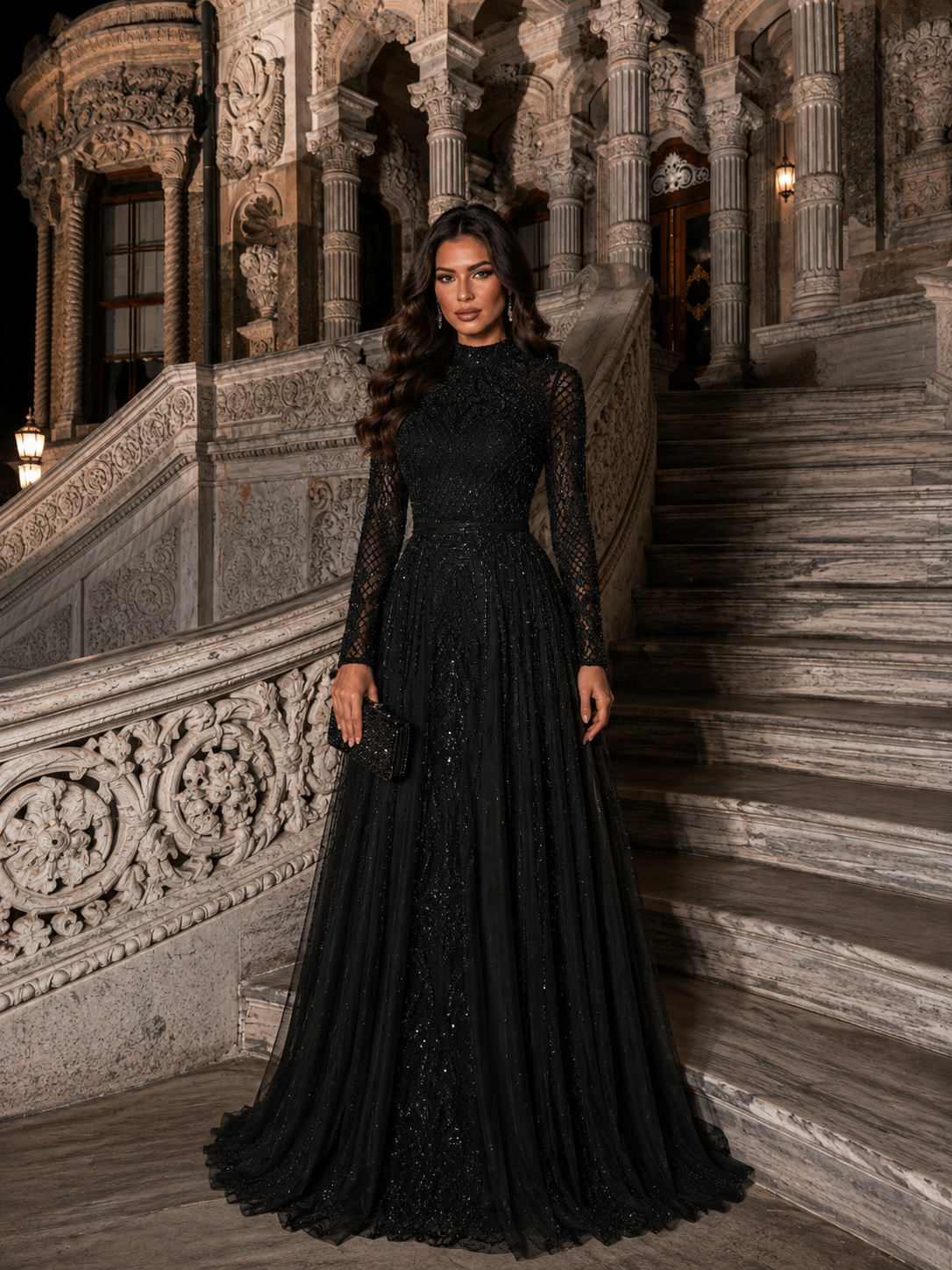 Couture Roxelana Evening Dress - Black