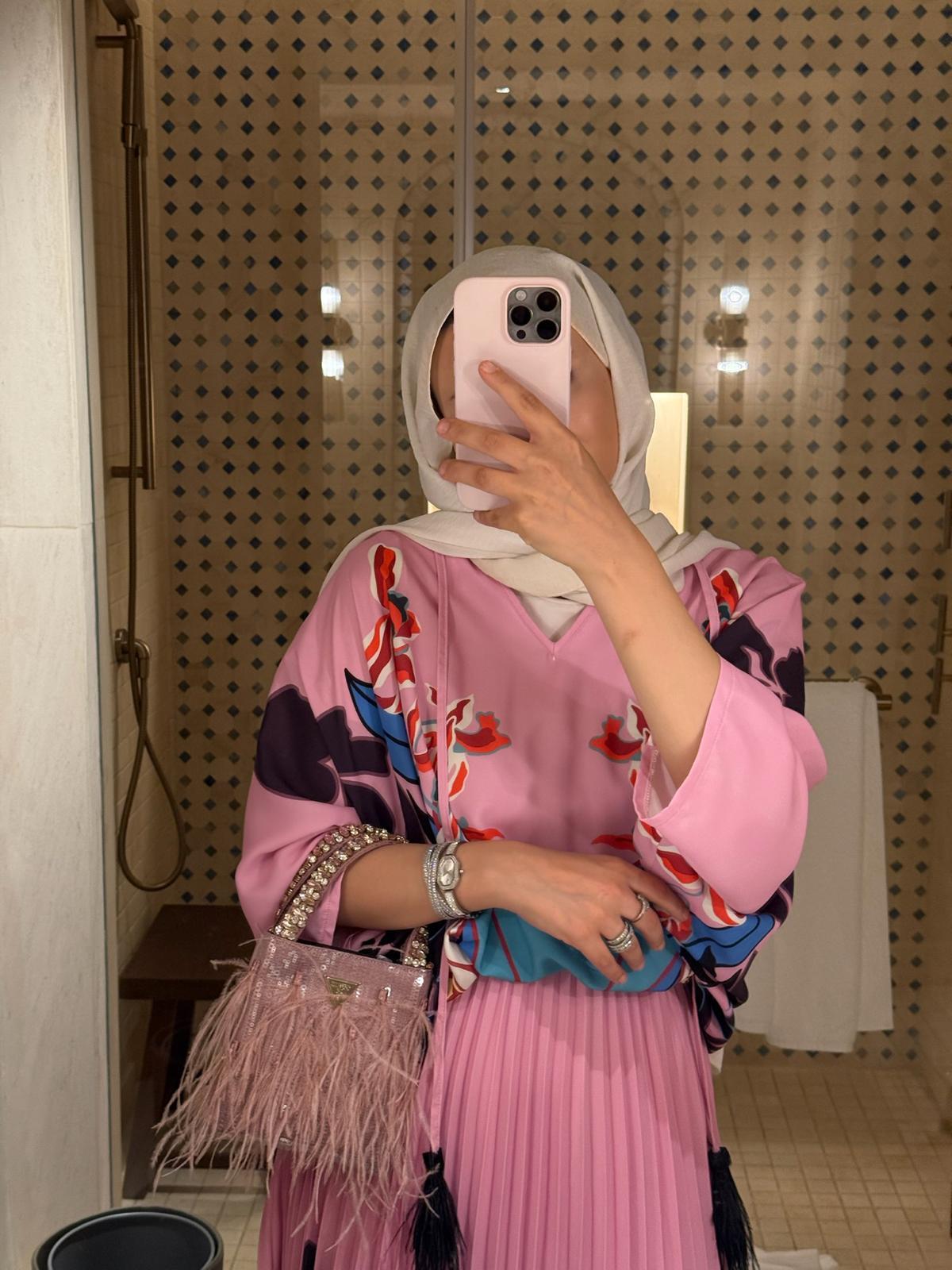 Floral Pink Pleated Set