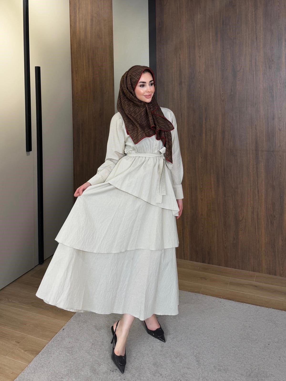 Lucca Layered Cupro Dress – Beige