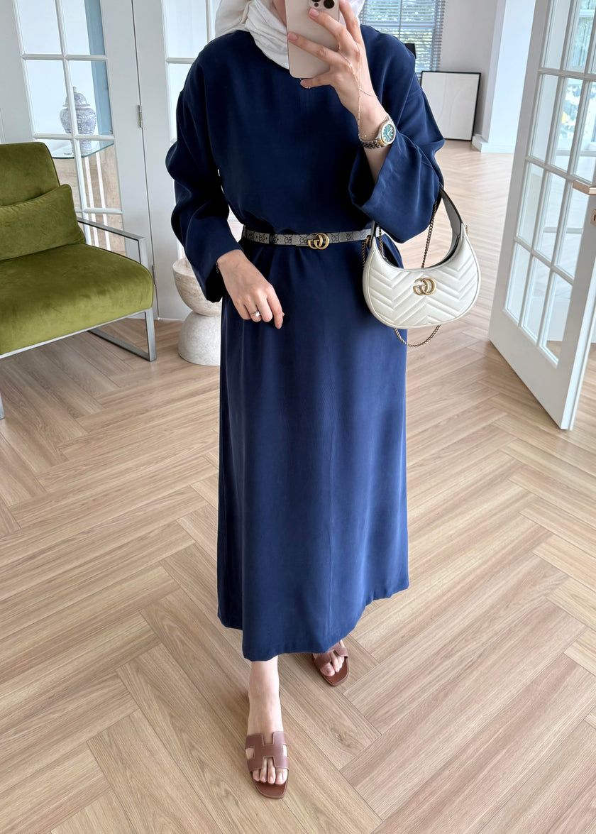 Tencel Basic Maxi Dress - Navy Blue