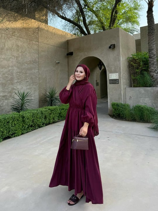 Casual Wrap Dress - Burgundy