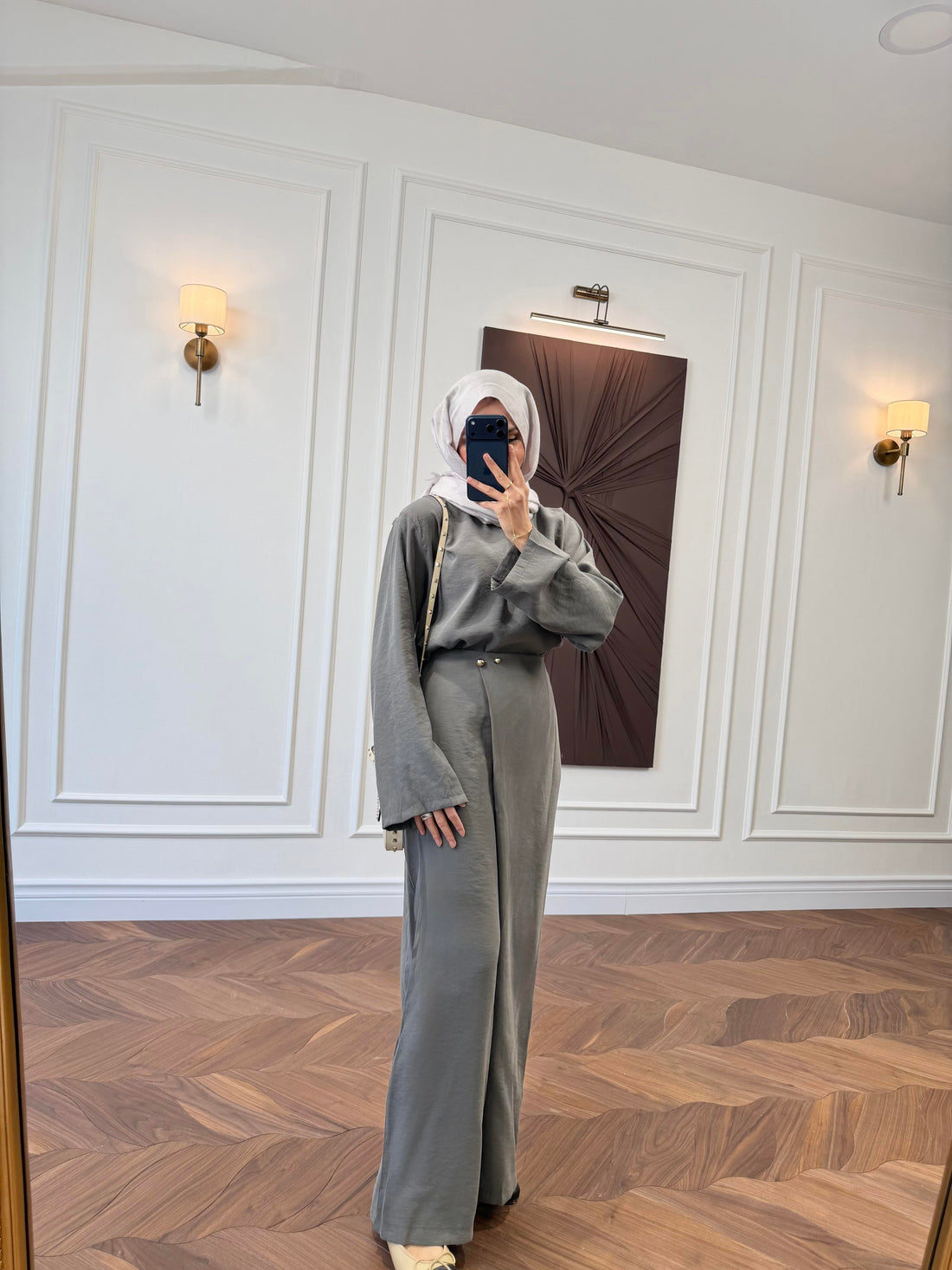 Tencel Oversized Top & Wide-Leg Trouser Co-ord Set with Brooch Waist Detail