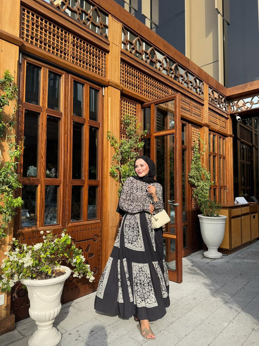 Lightweight Ethnic Shirt and Skirt Co-Ord in Black