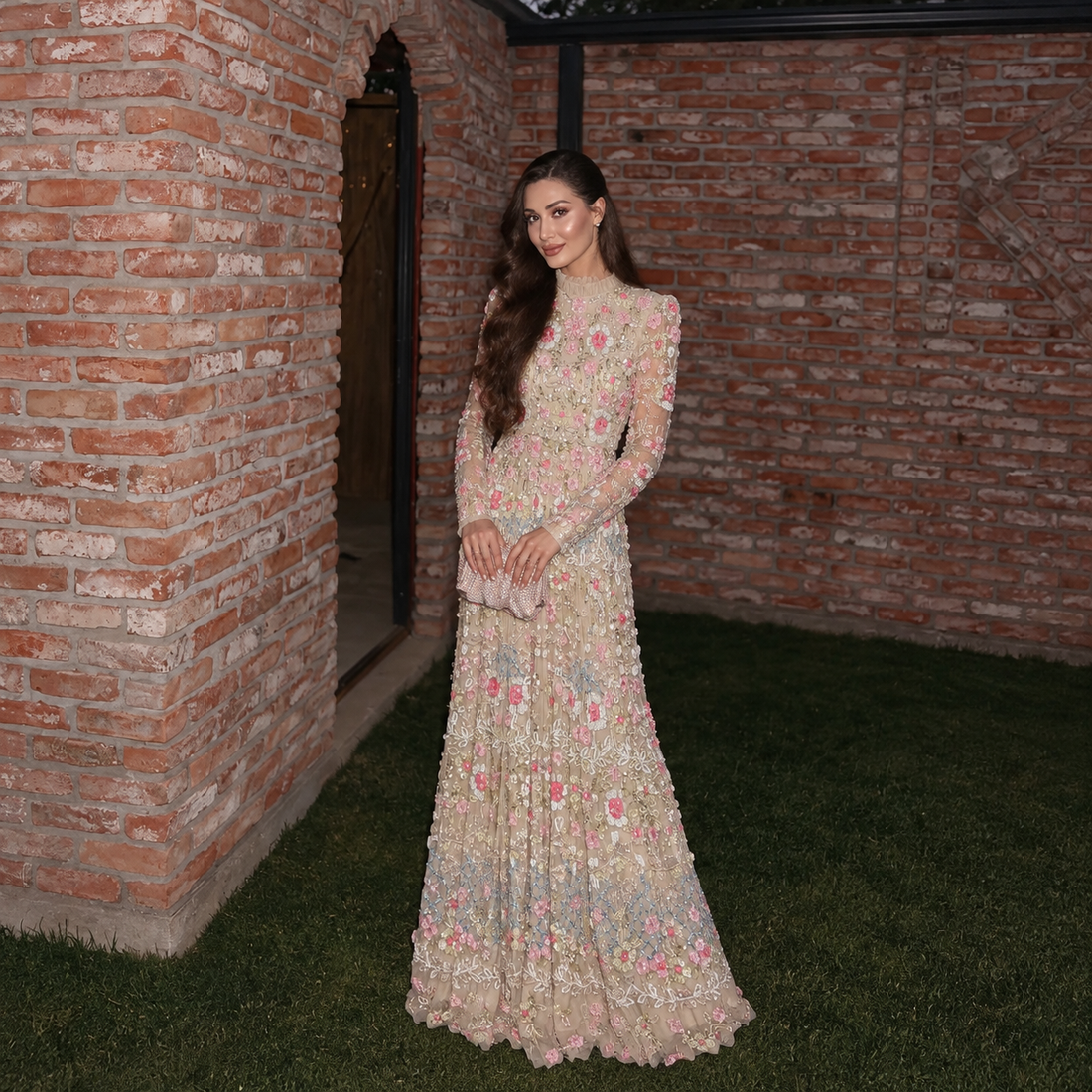Couture Primrose Evening Dress - Cream