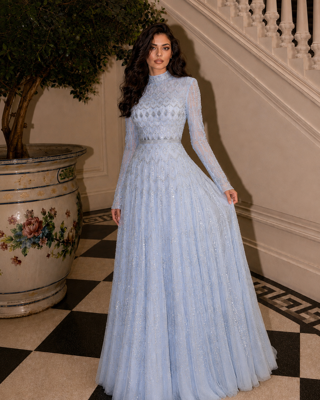 Couture Reem Evening Dress - Blue