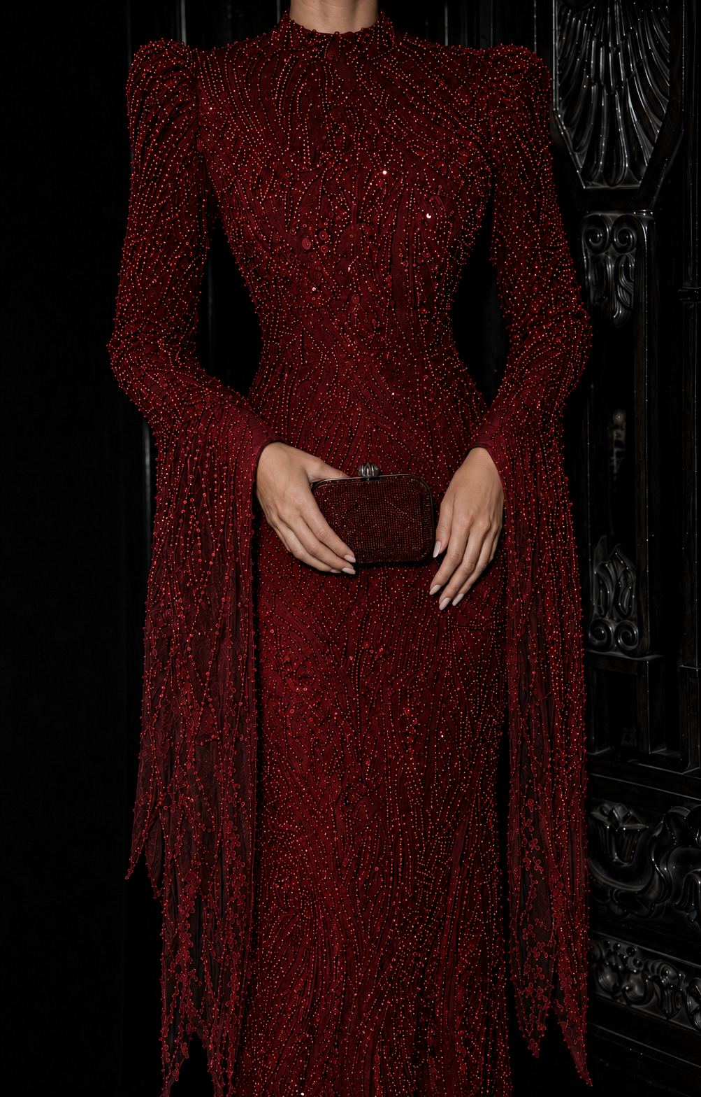 Noir Rose Abiye Elbise - Bordo