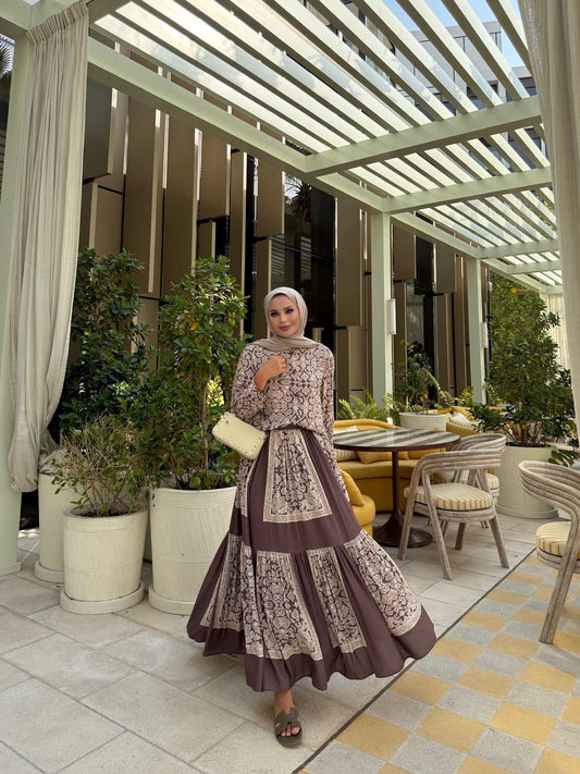 Lightweight Ethnic Shirt and Skirt Co-Ord in Smoked Gray