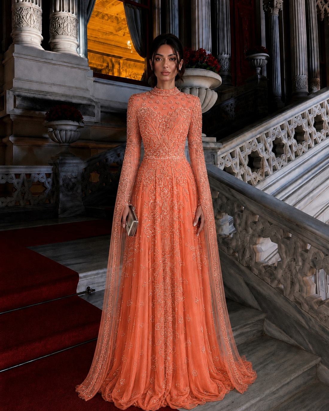 Lulua Couture Evening Dress - Orange