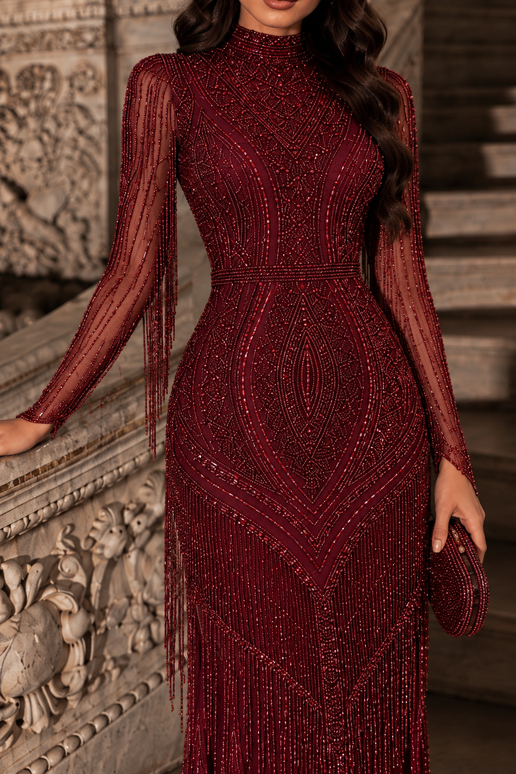 Sultana Couture Dress - Burgundy