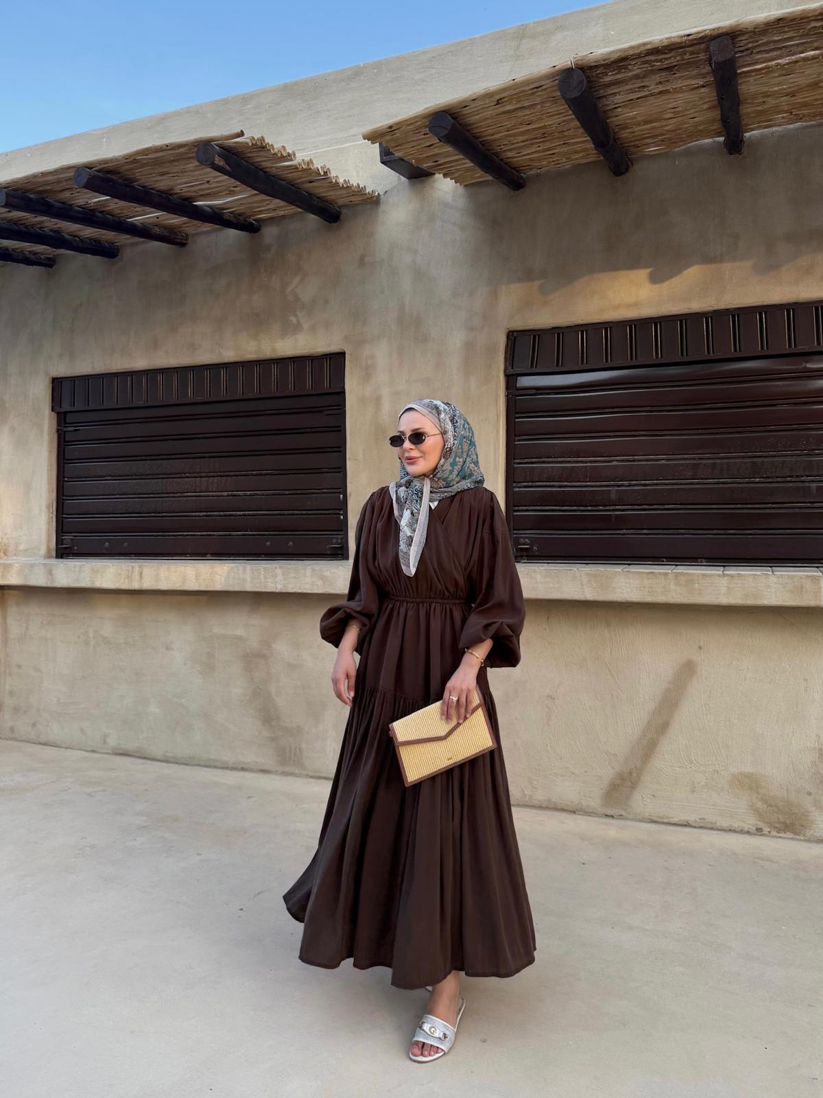 Casual Wrap Dress - Brown