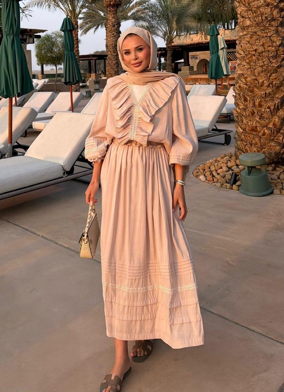 Dosha Skirt Set – Beige Colour Two-Piece Outfit