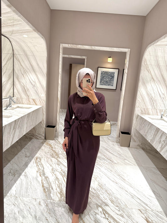 Burgundy Front-Tie Classic Maxi Dress