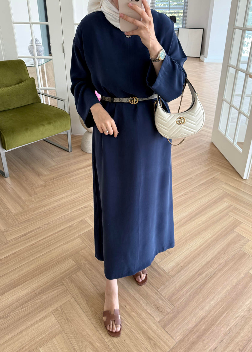 Tencel Basic Maxi Dress - Navy Blue