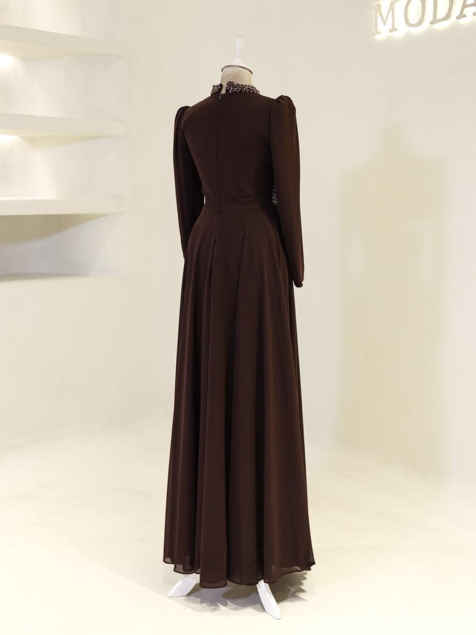 Sofia Crystal Dress- Brown