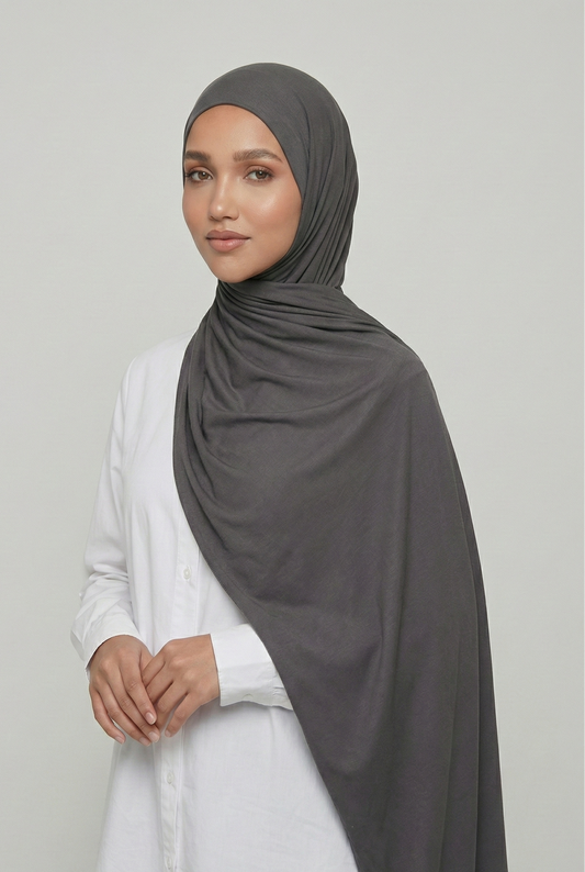 Coal Gray Premium Viscose Jersey Shawl | Luxurious Drape, Non-Slip Fabric