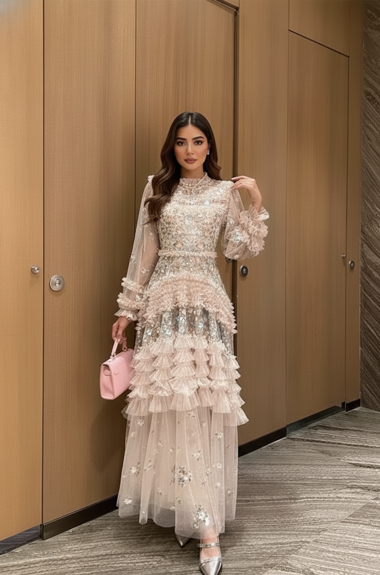 Floral Embroidered Lace Prom & Evening Dress