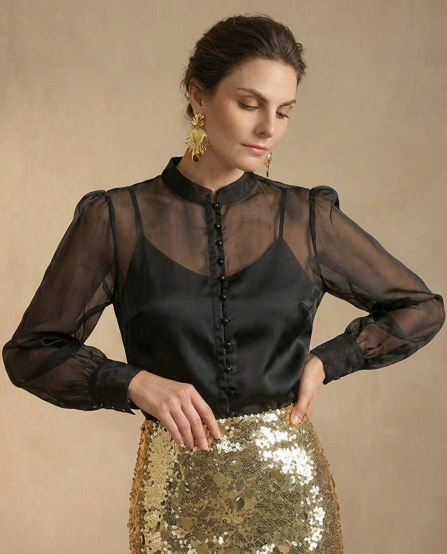 Gold Sequined Long Skirt