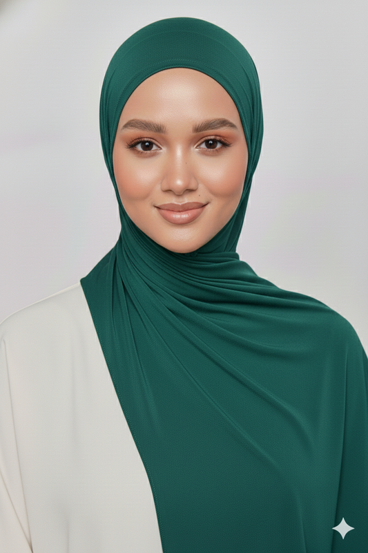 Emerald Green Premium Viscose Jersey Shawl | Luxurious Drape, Non-Slip Fabric