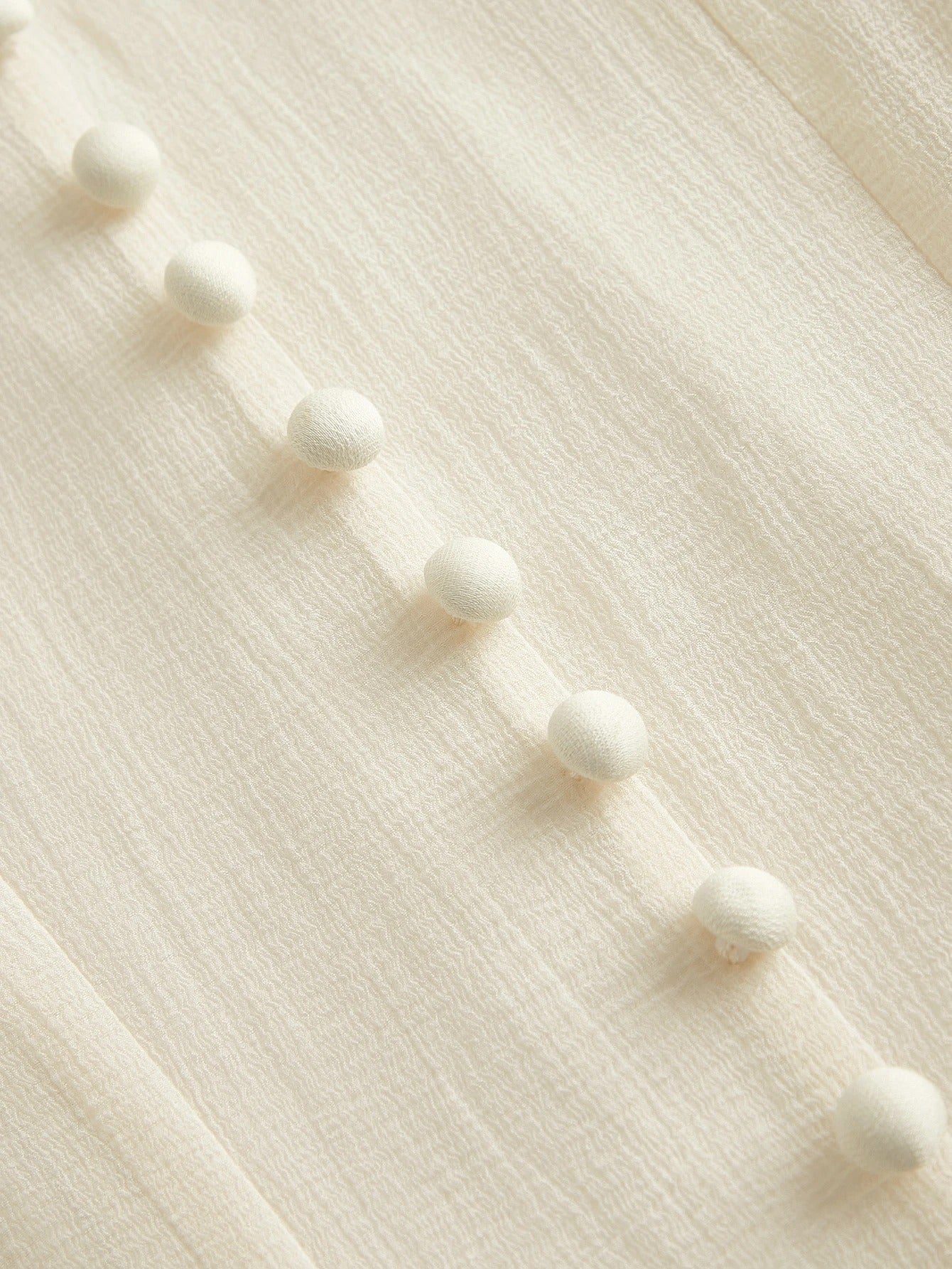 White Long‑Sleeve Flared Midi Dress with Button Flare Sleeves