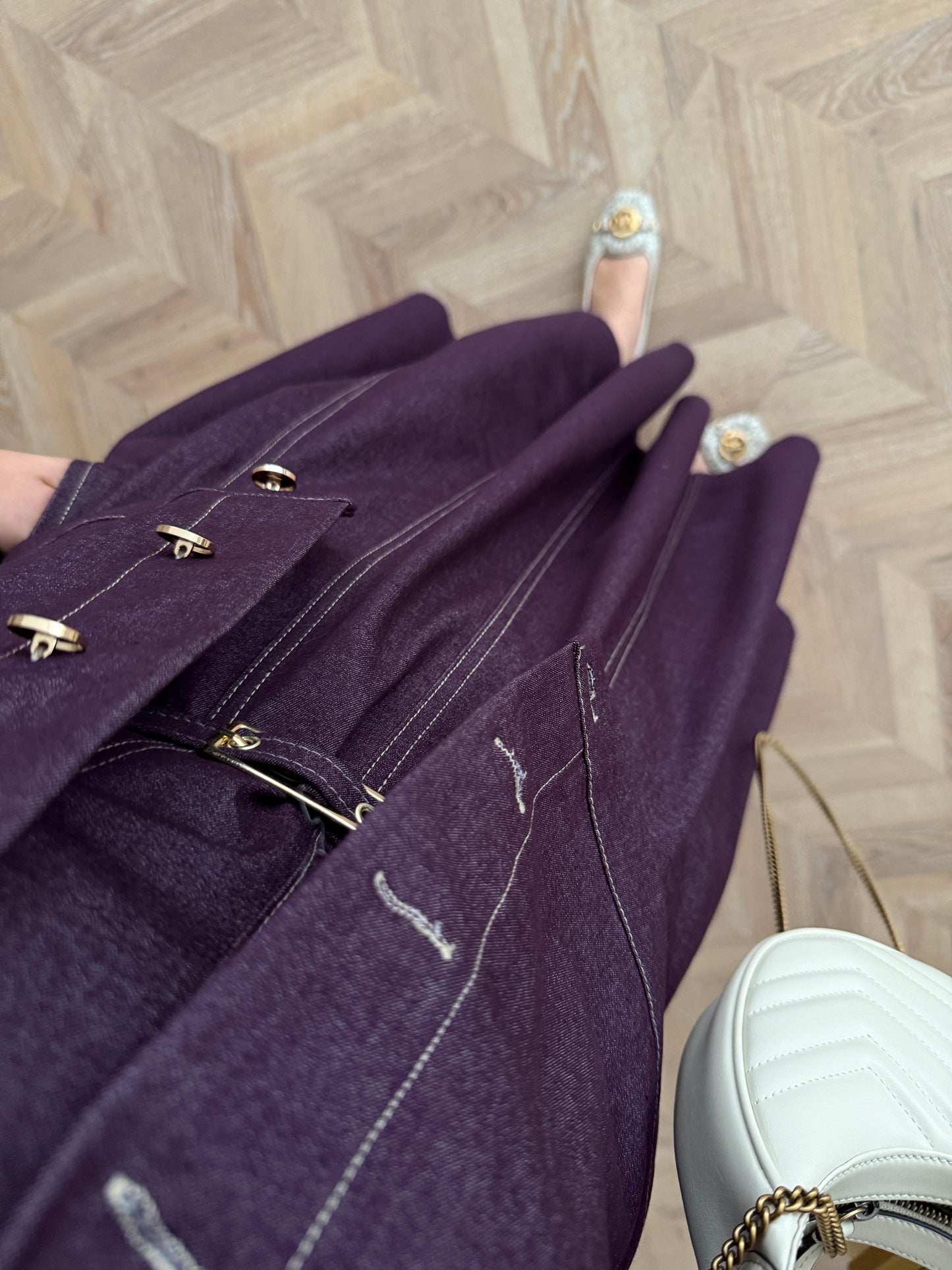 Burgundy Denim Dress & Jacket Set