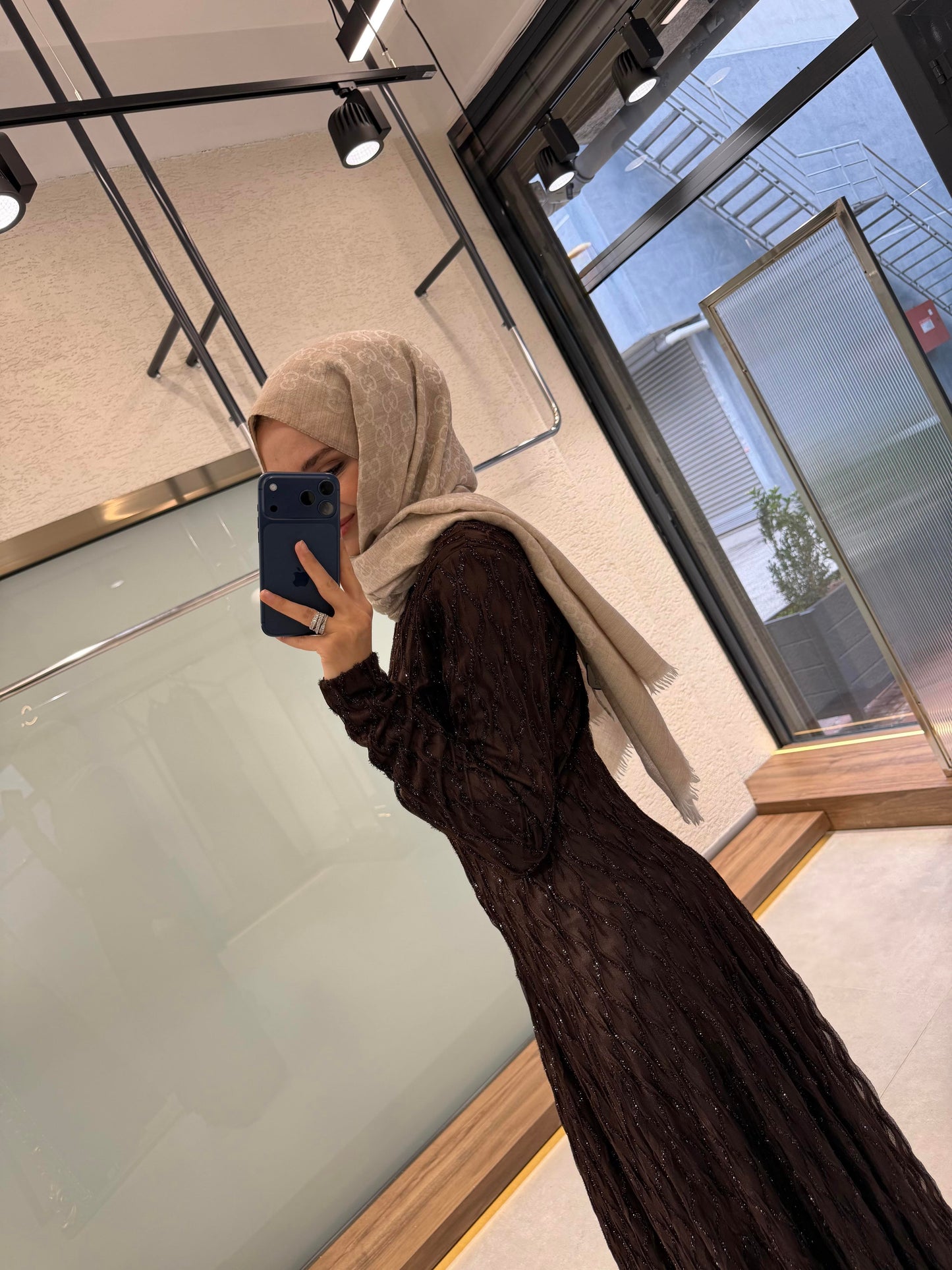 Shimmer Elegant Dress – Brown