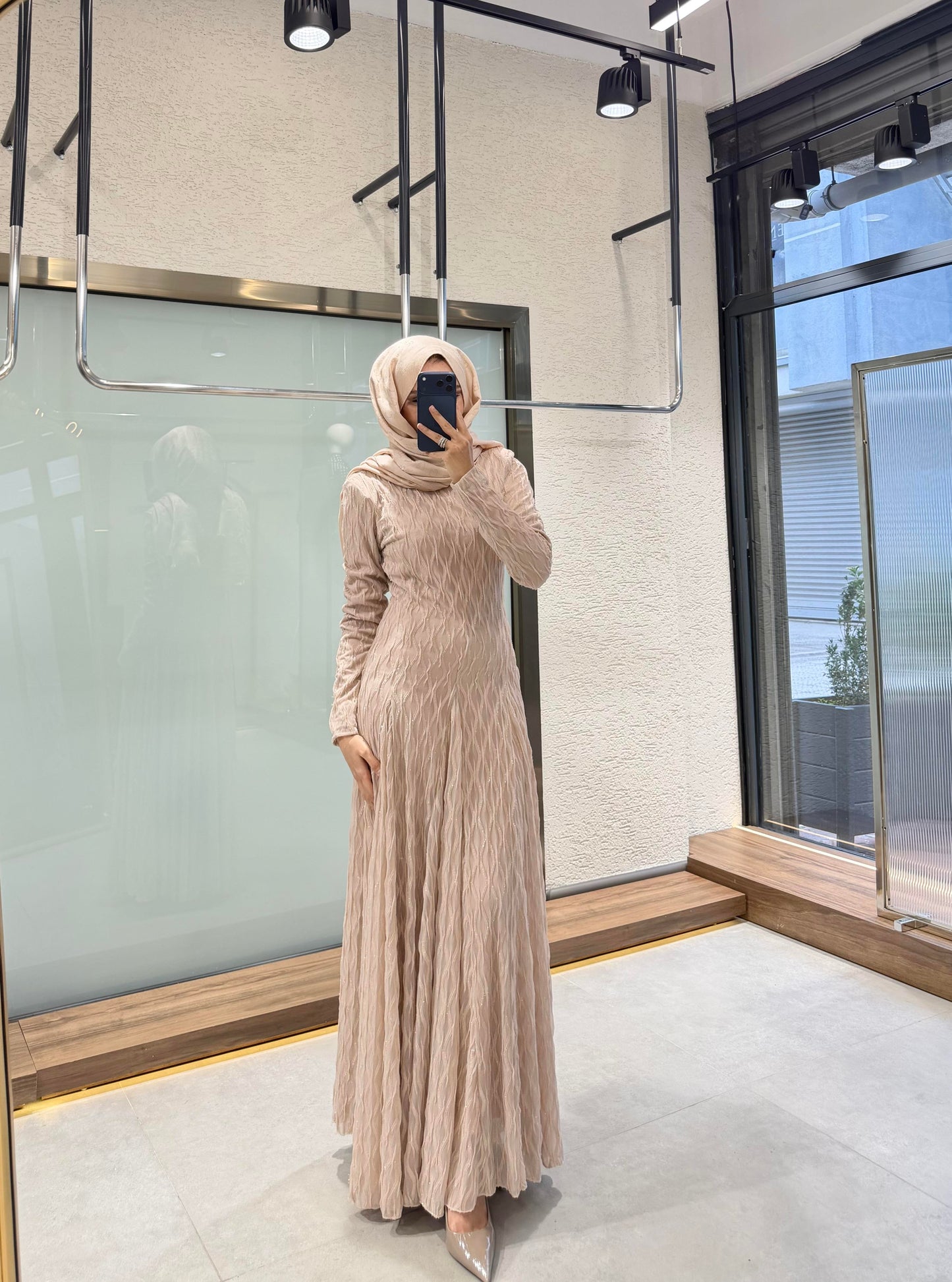 Shimmer Elegant Dress – Powder Pink