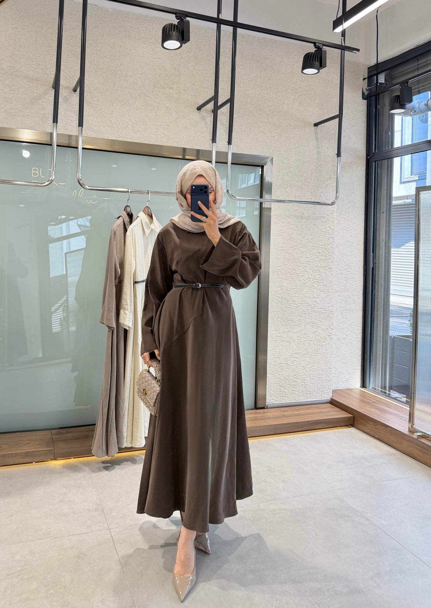 Patra Belted Maxi Dress – Brown (Tencel Fabric)