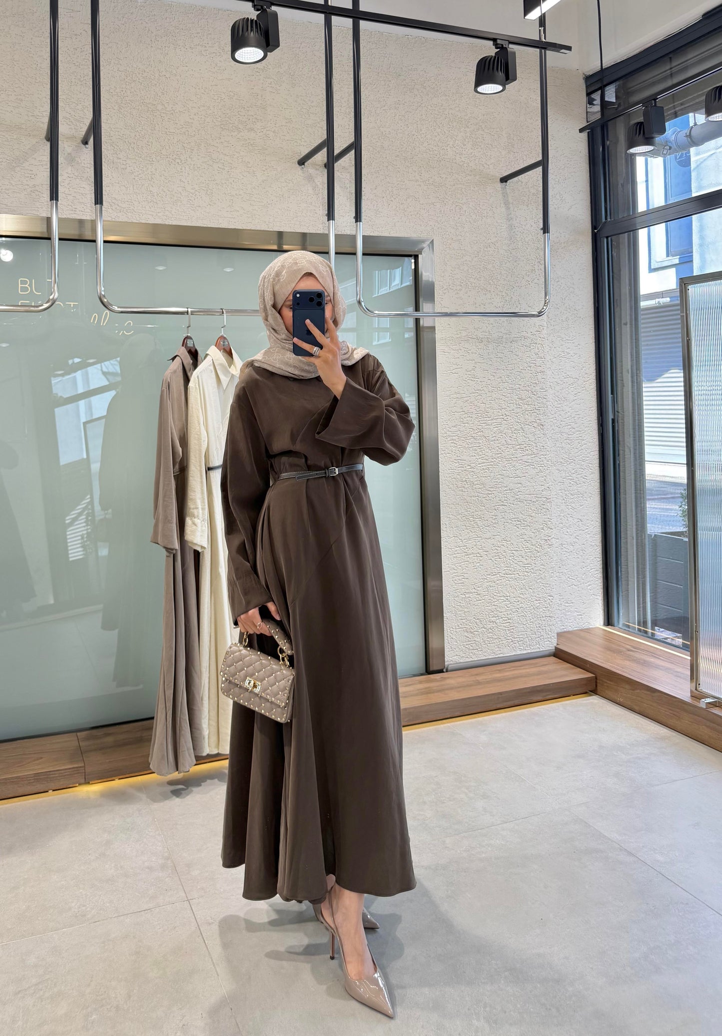 Patra Belted Maxi Dress – Brown (Tencel Fabric)