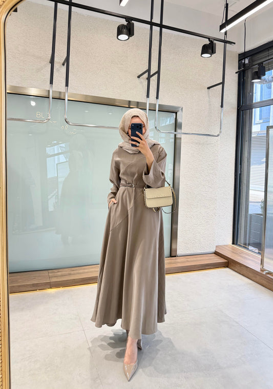 Patra Belted Maxi Dress – Stone (Tencel Fabric)