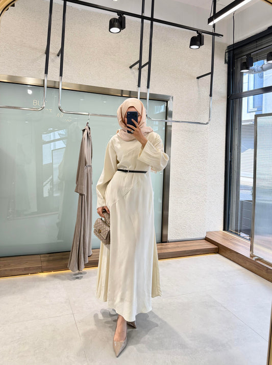 Patra Belted Maxi Dress – Ecru (Tencel Fabric)