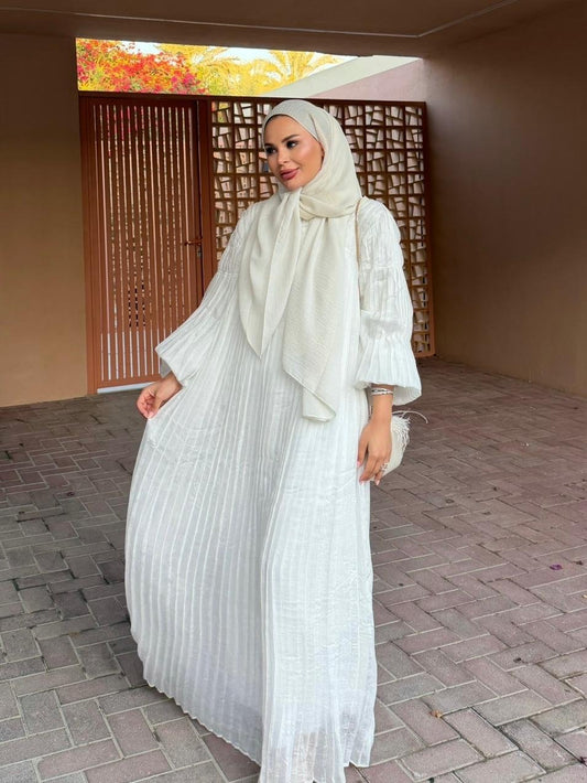 Pleated Candy White Maxi Dress