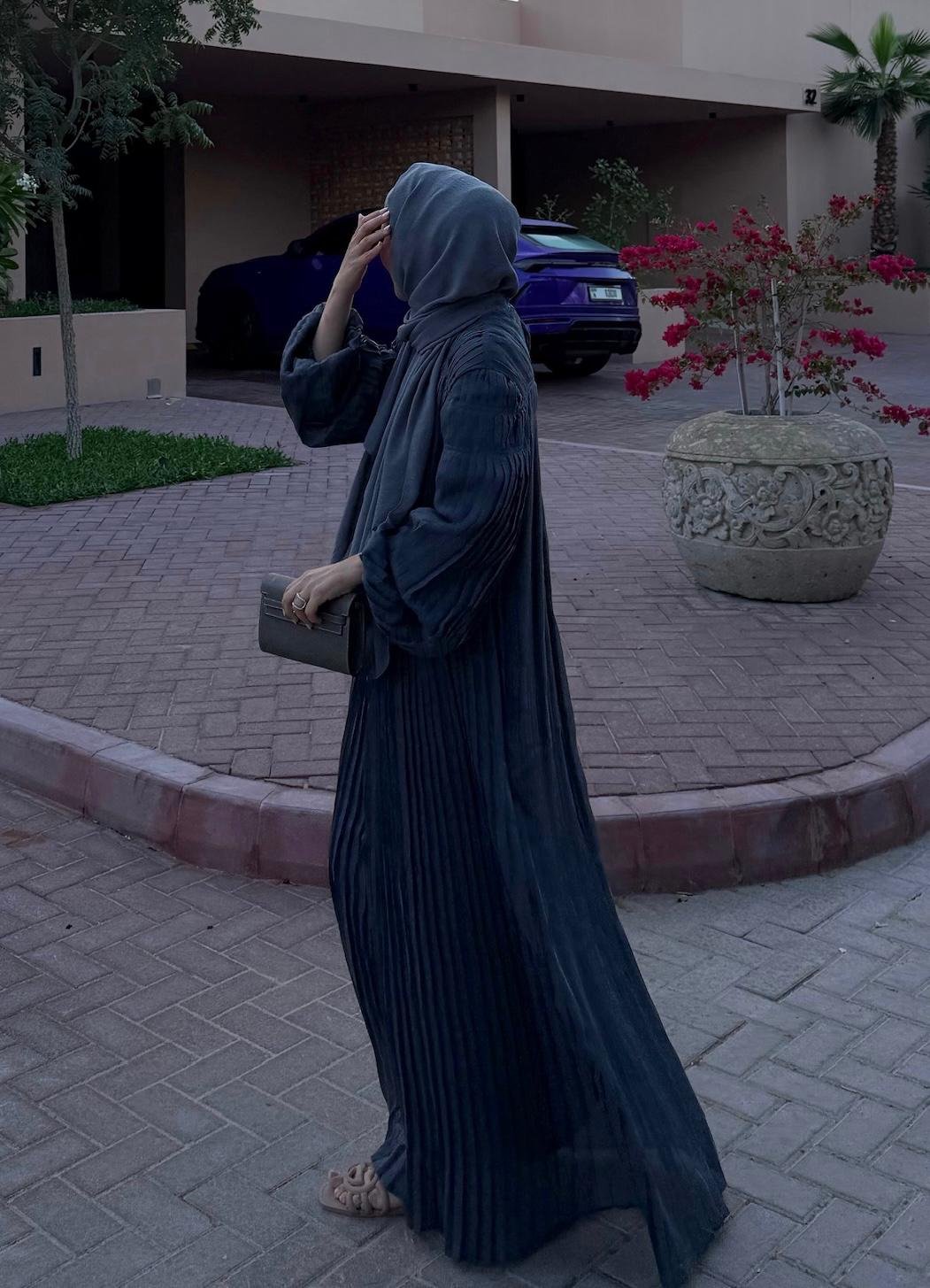 Pleated Candy Navy Blue Maxi Dress