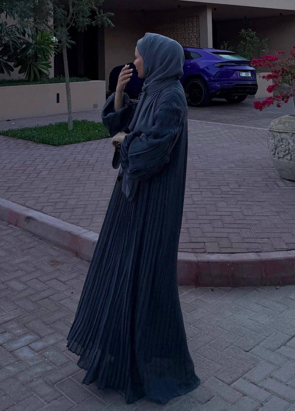 Pleated Candy Navy Blue Maxi Dress