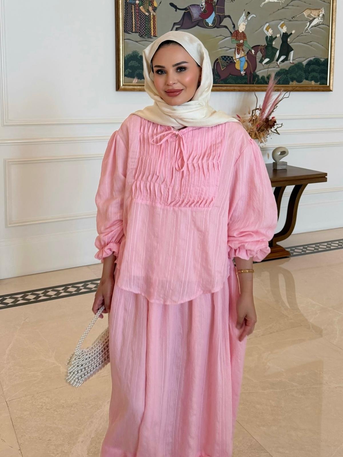 Sabo Skirt Set – Blush Pink Colour Two-Piece Outfit