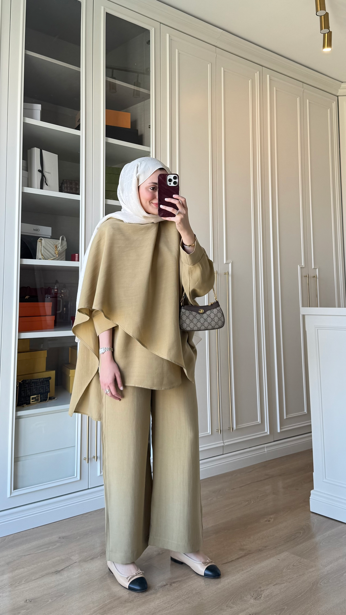 Oversized Tencel Set with Shawl Detail – Green