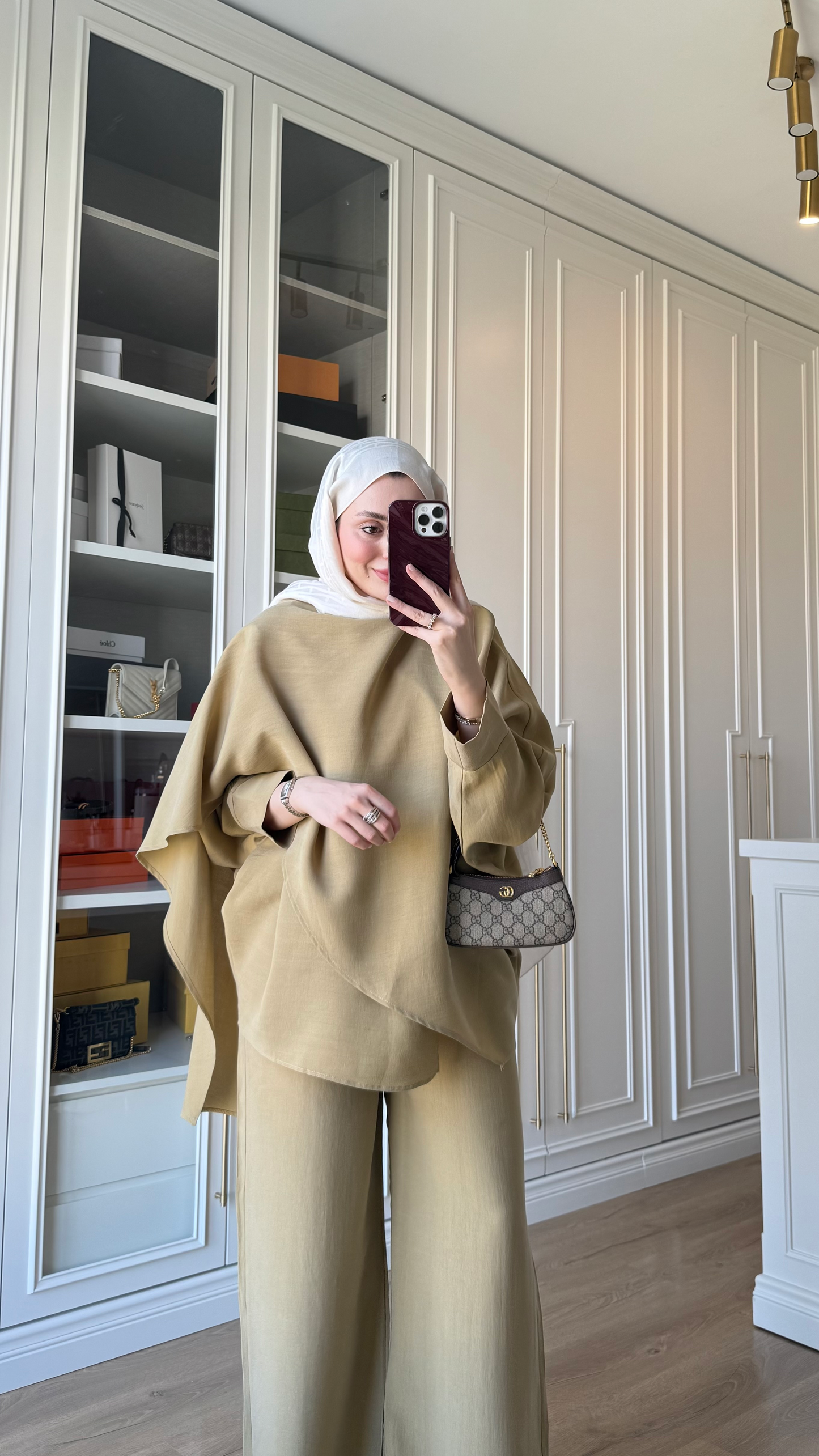 Oversized Tencel Set with Shawl Detail – Green