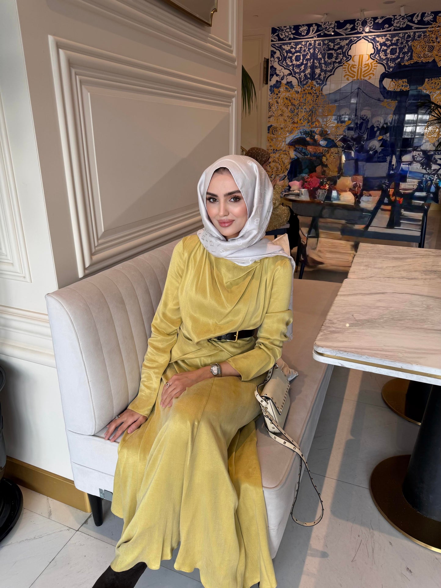 Draped Viscose Dress- Lemon Yellow