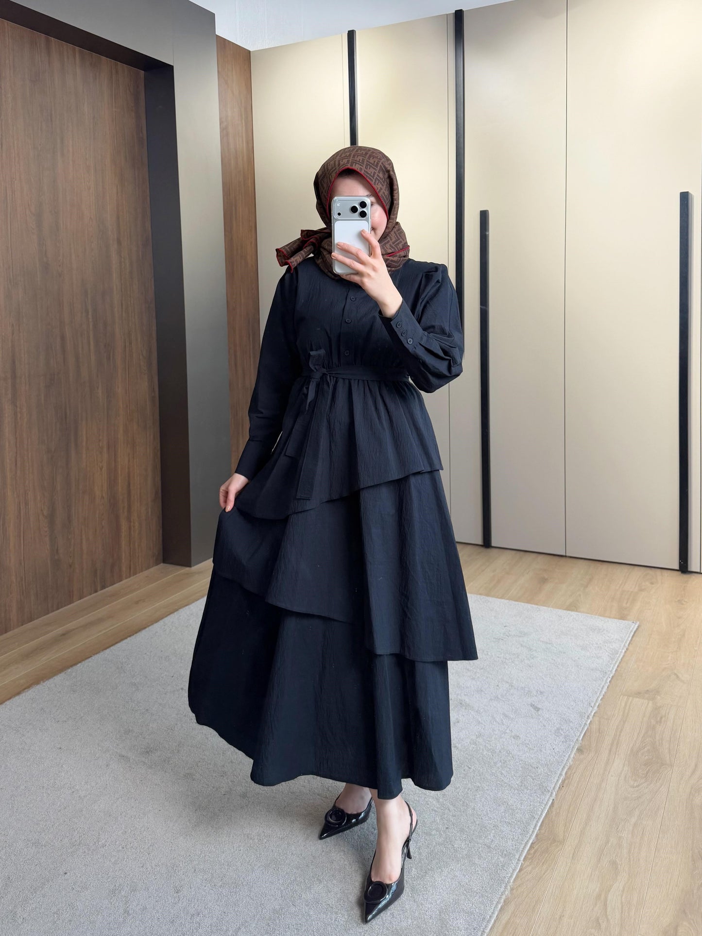 Lucca Layered Cupro Dress – Black