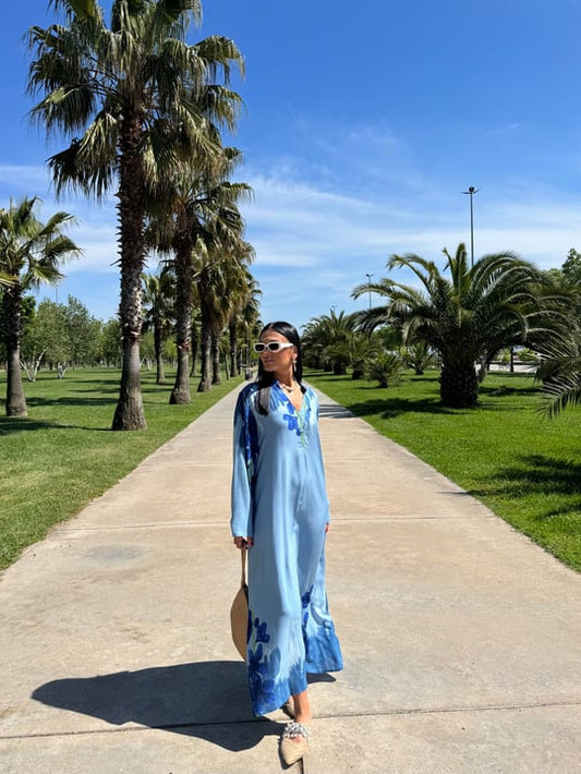 Lotus Blue Viscose Maxi Oversized Dress