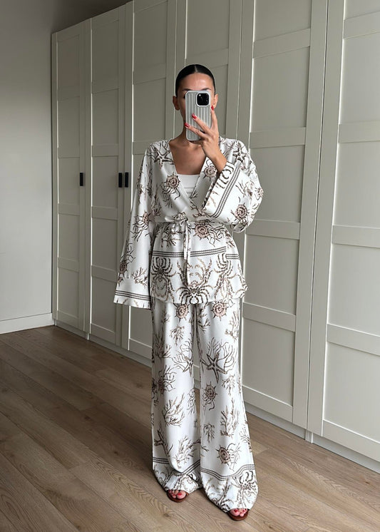 Summer Starfish Viscose Kimono Two-Piece Set