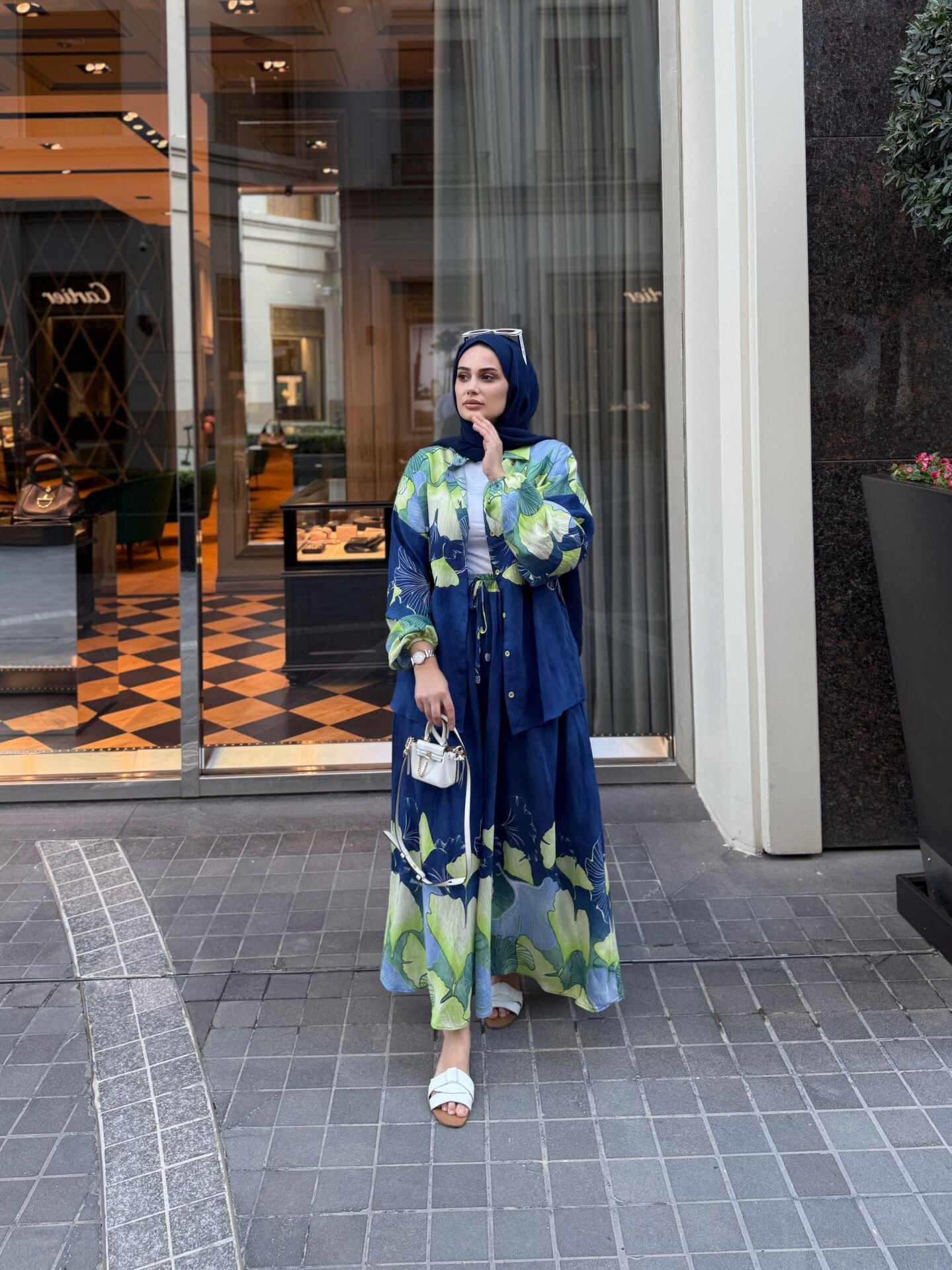 Floral Viscose Blouse and Skirt