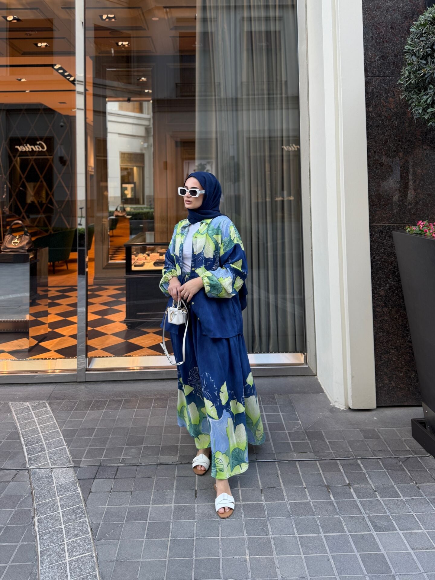 Floral Viscose Blouse and Skirt