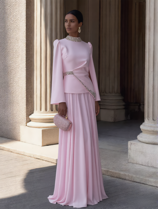 Regina Modest Evening Gown - Pink