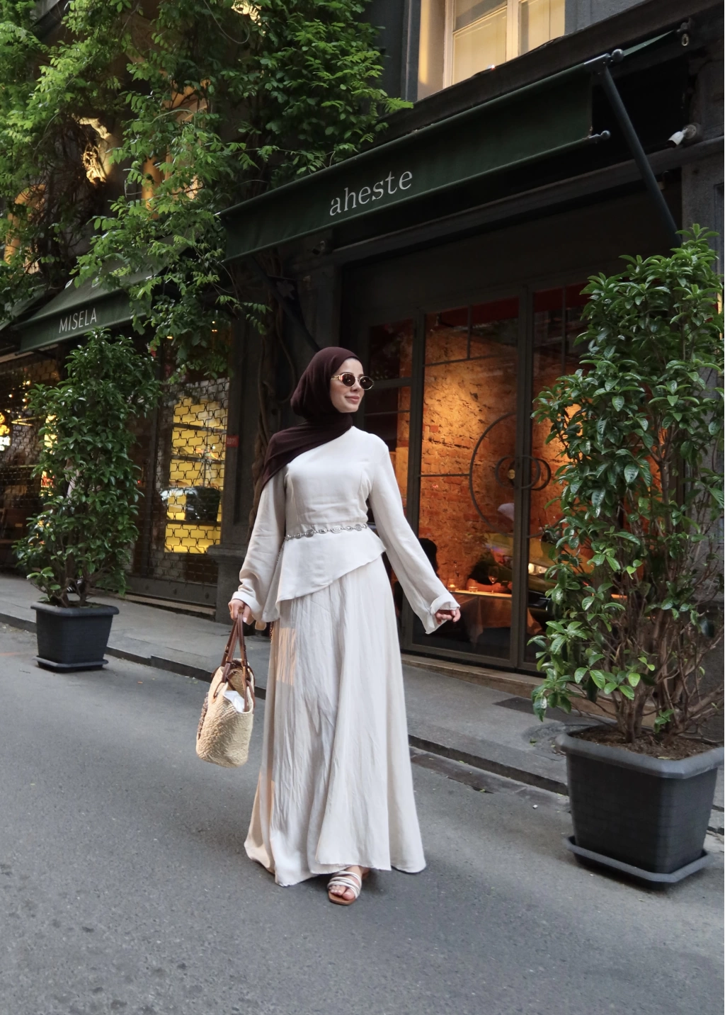 Ecru Asymmetric Linen Co-Ord Set