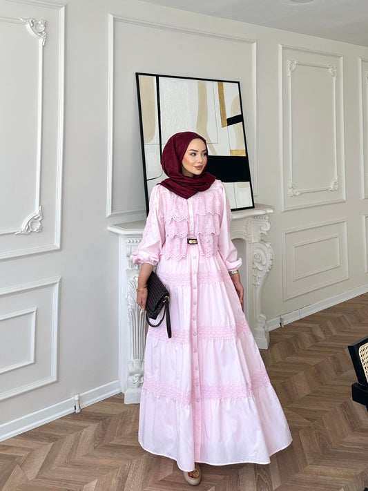 Pink Dress with Lace Details