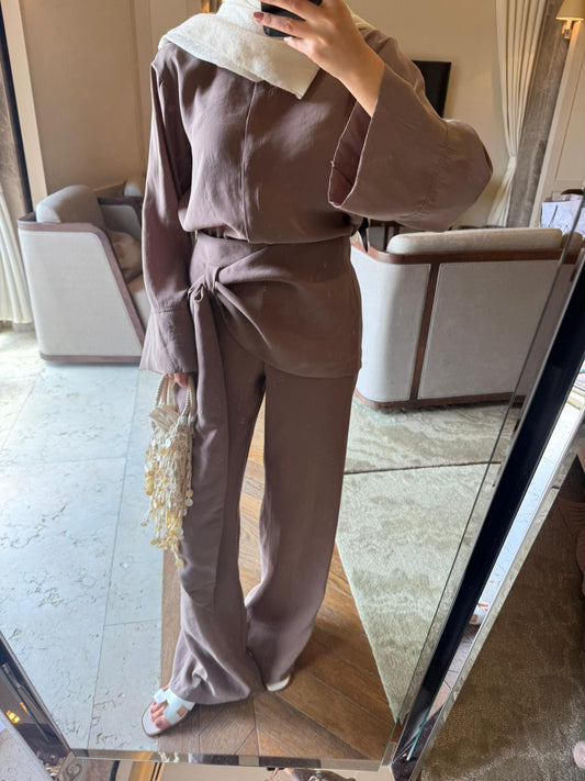Tie Detail Modal Set - Taupe
