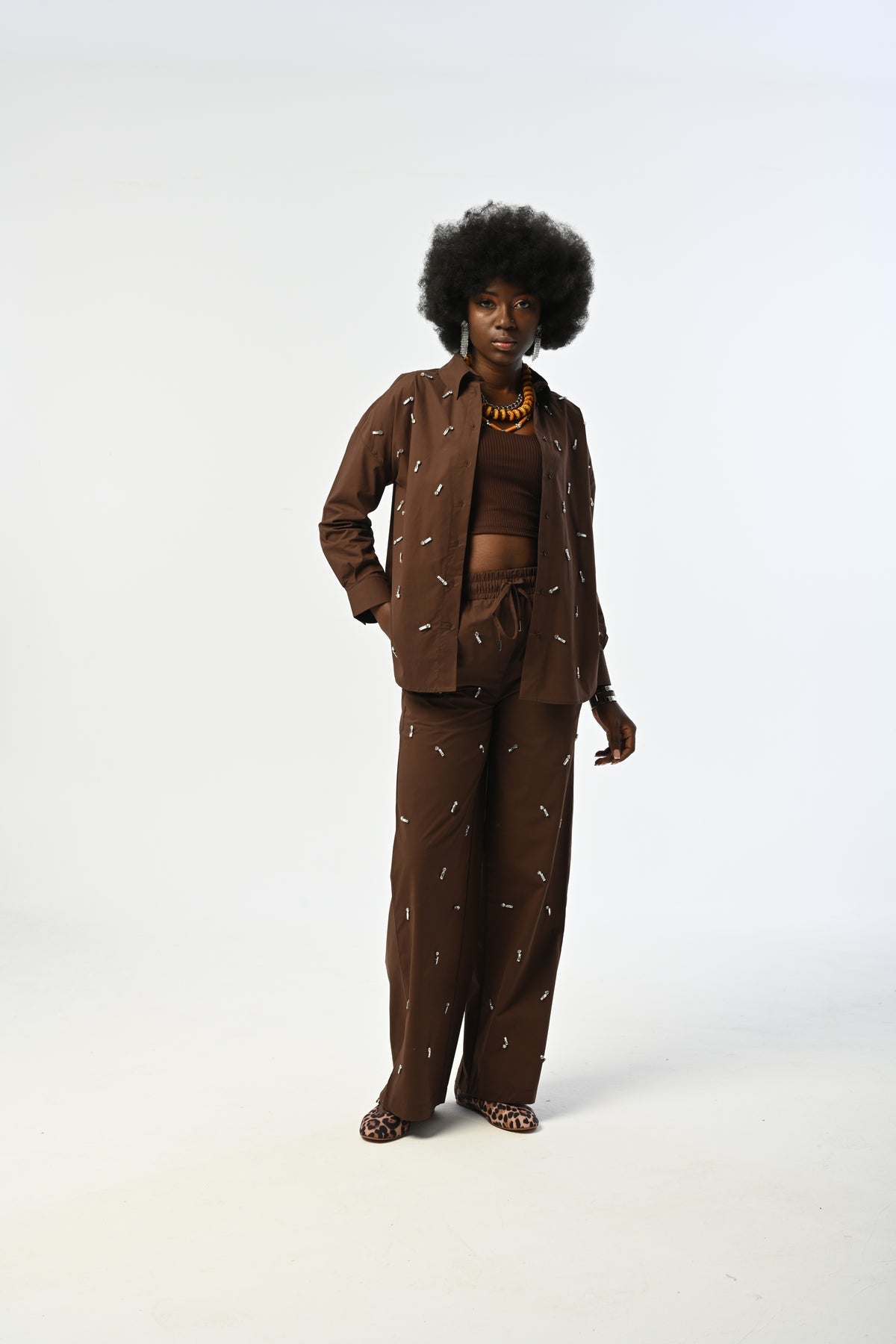Limited Collection Glam Stone Embellished Cotton Two Piece Set
