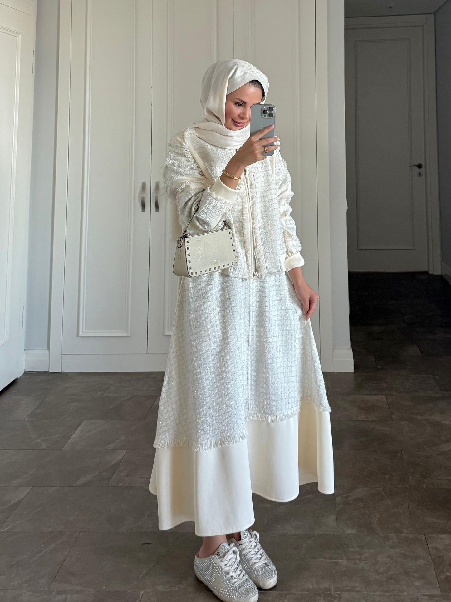 Trim Tweed A-Line Skirt Set – Ecru